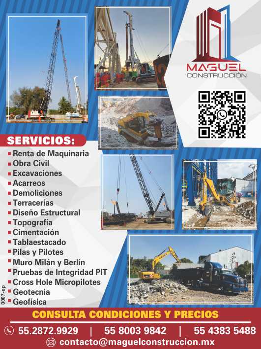 Maguel Construccion, SERVICIOS:*Renta de Maquinaria*Obra Civil*Excavaciones*Acarreos*Demoliciones*T erracerias*Diseño Estructural*Topografia