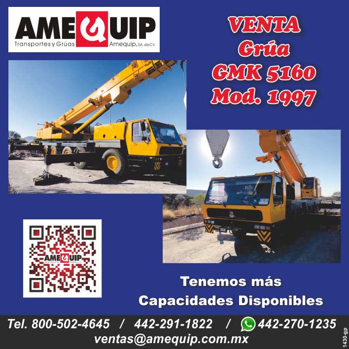 Venta y renta de gruas, todo nuestro equipo esta certificado por las normas de o.s.h.A. Contamos con financiamiento propio, gruas hidraulicas, gruas industriales, gruas telescopicas, gruas torre, etc.