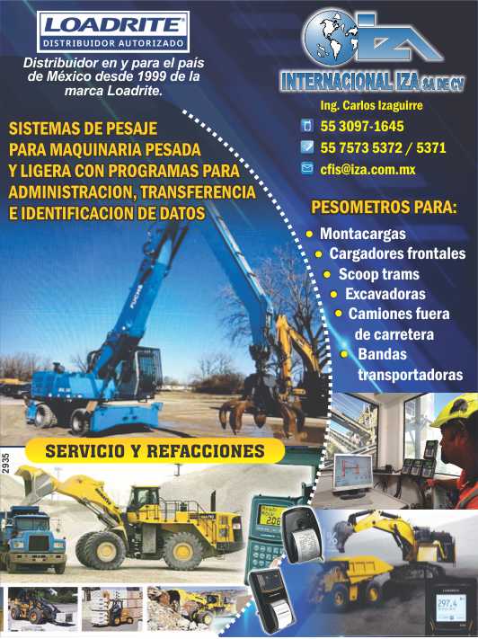 Pesometros para montacargas, cargadores frontales, scoop trams, excavadoras, camiones fuera de carretera, bandas transportadoras.