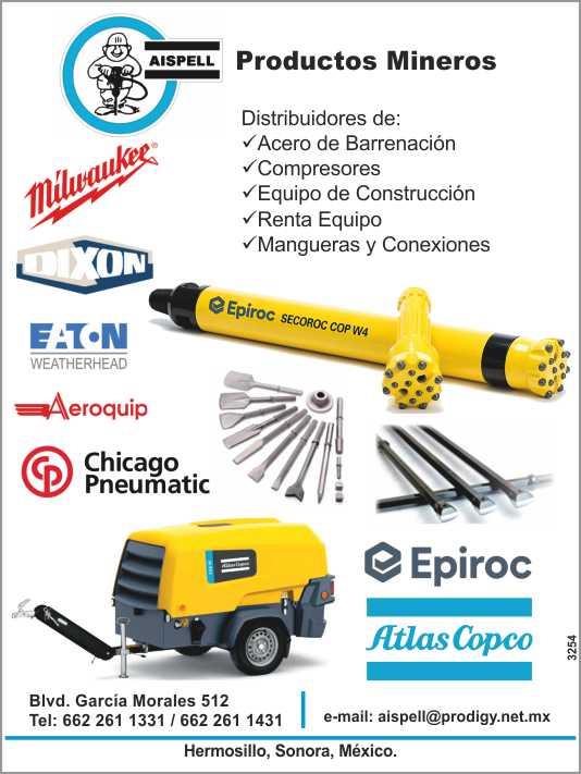 Distribuidores de: * Acero de Barrenacion * Compresores * Equipo de Construccion * Renta de Equipo *Mangueras y Conexiones