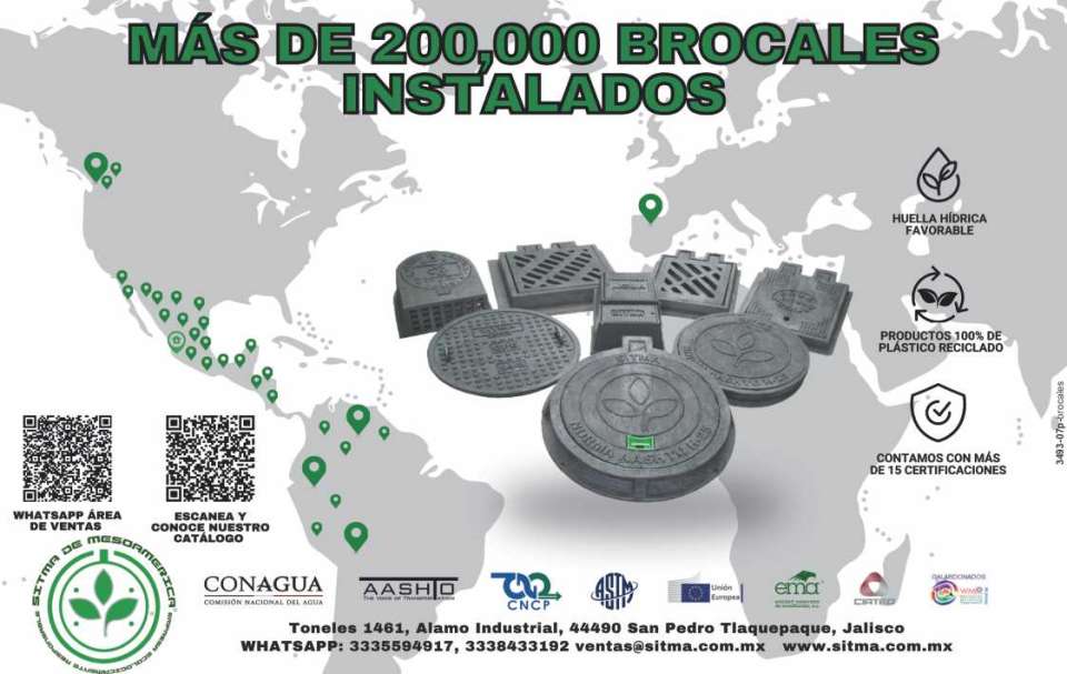 Mas de 200,000 brocales instalados, huella hidrica favorable, productos 100% de plastico reciclado, contamos con mas de 15 certificaciones