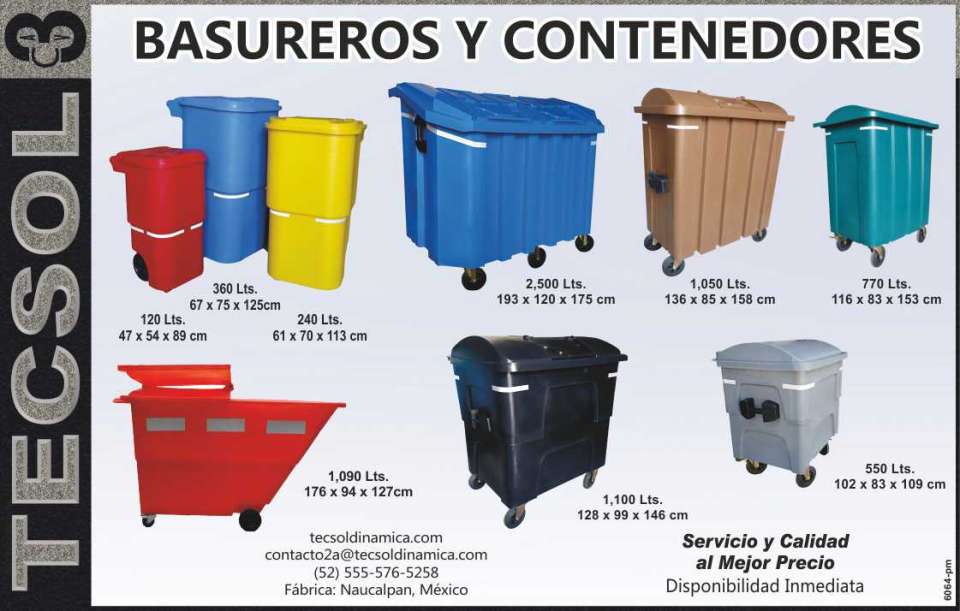 Botes y Contenedores para Basura, Botes de Basura con 2 ruedas, Contenedores para Escombros, Servicio y Calidad al Mejor Precio, Disponibilidad Inmediata