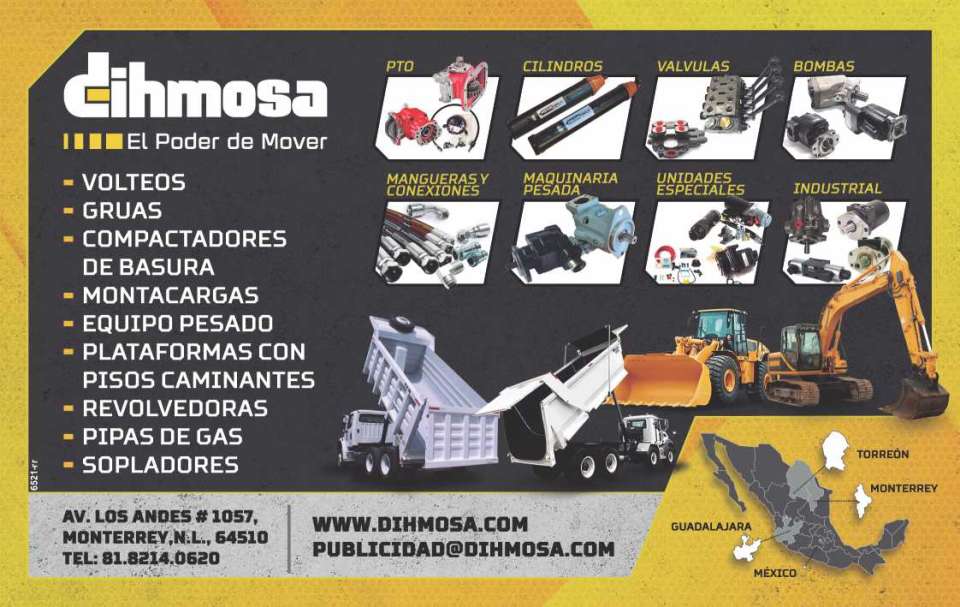 Volteos, Gruas, Compactadores de Basura, Montacargas, Equipo Pesado, Plataformas con Pisos Caminantes, Revolvedoras, Pipas de Gas, Sopladores, Cilindros, Valvulas, Bombas, Maquinaria Pesada