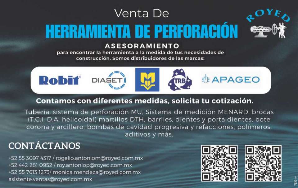 Asesoramiento para encontrar la herramienta a la medida de tus necesidades de construccion. Somos distribuidores de las mejores marcas Tuberia, sistema de perforacion, brocas, bombas de cavidad y mas