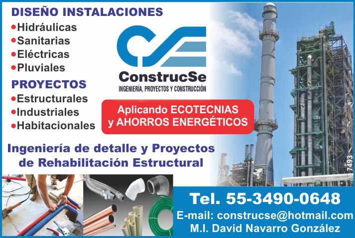 DISEÑO INSTALACIONES HIDRAULICAS, SANITARIAS, ELECTRICAS, PLUVIALES, - PROYECTOS ESTRUCTURALES INDUSTRIALES Y HABITACIONALES, INGENIERIA DE DETALLE. PROYECTOS DE REHABILITACION ESTRUCTURAL