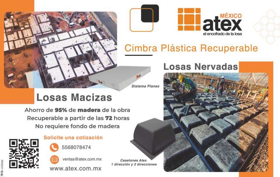 atex MEXICO Practicidad para toda obra.Cimbras Plasticas Recuperables. Losas macizas y losas nervadas, columnas, cachetes y fondos de trabes. ¡AHORRA HASTA 90% DE MADERA EN OBRA!