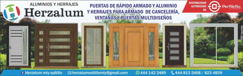 Puertas de rapido armado y aluminio y herrajes para armado de canceleria, ventanas y puertas multidiseños