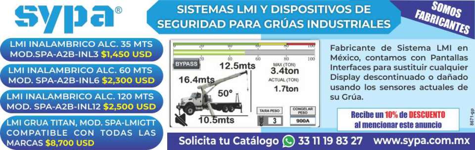 RECIBE 10% DE DESCUENTO AL MENCIONAR ESTE ANUNCIO. Fabricantes de Sistemas LMI y Dispositivos de seguridad para Gruas Industriales, contamos con Pantallas Interfaces para sustituir cualquier Display.