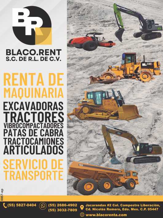 Renta de Maquinaria. Excavadoras. Tractores. Vibrocompactadores. Patas de Cabra. Tractocamiones Articulados. Servicio de Transporte.Equipo para Construccion. Transporte de Maquinaria.