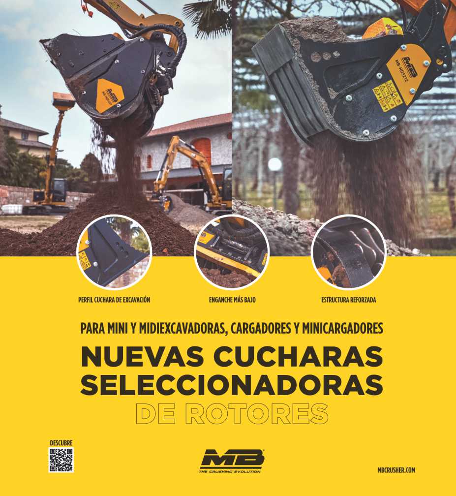 Nuevas Cucharas Seleccionadoras de Rotores para Mini y Midiexcavadoras, Cargadores y Minicargadores. MB CRUSHER Convierte su Excavadora en una verdadera Trituradora.